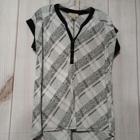 Diana Belle Shirt Ladies Extra Large Black White Short Sleeve - Picture 1 of 7